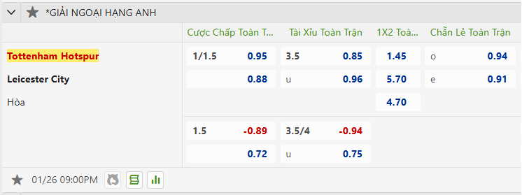 Soi kèo Tottenham vs Leicester – Ngoại hạng Anh, 21:00, 26/1/2025